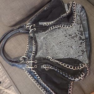 Chains and Leather Purse with beading